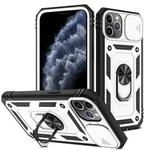 For iPhone 11 Pro Sliding Camera Cover Design TPU + PC Protective Case with 360 Degree Rotating Holder & Card Slot (White+Black)