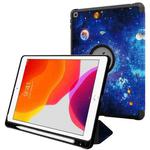 For iPad 10.2 2021 / 2020 / 2019 Painted Pattern Shockproof Horizontal Flip TPU + PU Leather Case with 3-folding Holder & Pen Slot(GWL027BL Universe)