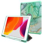 For iPad 10.2 2021 / 2020 / 2019 Painted Pattern Shockproof Horizontal Flip TPU + PU Leather Case with 3-folding Holder & Pen Slot(GWL10048 Marble)