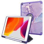 For iPad 10.2 2021 / 2020 / 2019 Painted Pattern Shockproof Horizontal Flip TPU + PU Leather Case with 3-folding Holder & Pen Slot(GWL10055 Marble)