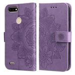 For Tecno Pop 2 F 7-petal Flowers Embossing Pattern Horizontal Flip PU Leather Case with Holder & Card Slots & Wallet & Photo Frame(Light Purple)