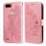 For Tecno Pop 2 F 7-petal Flowers Embossing Pattern Horizontal Flip PU Leather Case with Holder & Card Slots & Wallet & Photo Frame(Rose Gold)