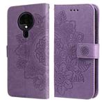 For Tecno Spark 6 7-petal Flowers Embossing Pattern Horizontal Flip PU Leather Case with Holder & Card Slots & Wallet & Photo Frame(Light Purple)