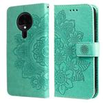 For Tecno Spark 6 7-petal Flowers Embossing Pattern Horizontal Flip PU Leather Case with Holder & Card Slots & Wallet & Photo Frame(Green)