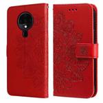 For Tecno Spark 6 7-petal Flowers Embossing Pattern Horizontal Flip PU Leather Case with Holder & Card Slots & Wallet & Photo Frame(Red)