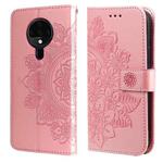 For Tecno Spark 6 7-petal Flowers Embossing Pattern Horizontal Flip PU Leather Case with Holder & Card Slots & Wallet & Photo Frame(Rose Gold)