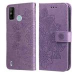 For Tecno Spark 6 Go 7-petal Flowers Embossing Pattern Horizontal Flip PU Leather Case with Holder & Card Slots & Wallet & Photo Frame(Light Purple)