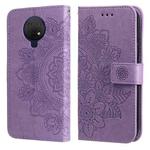 For Nokia G10 / G20 / 6.3 7-petal Flowers Embossing Pattern Horizontal Flip PU Leather Case with Holder & Card Slots & Wallet & Photo Frame(Light Purple)