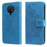 For Nokia G10 / G20 / 6.3 7-petal Flowers Embossing Pattern Horizontal Flip PU Leather Case with Holder & Card Slots & Wallet & Photo Frame(Blue)