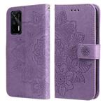 For OPPO Realme GT Master / Realme Q3 Pro 7-petal Flowers Embossing Pattern Horizontal Flip PU Leather Case with Holder & Card Slots & Wallet & Photo Frame(Light Purple)