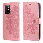 For Xiaomi Redmi 10 7-petal Flowers Embossing Pattern Horizontal Flip PU Leather Case with Holder & Card Slots & Wallet & Photo Frame(Rose Gold)