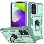 For Samsung Galaxy A52 Sliding Camera Cover Design TPU + PC Protective Case with 360 Degree Rotating Holder & Card Slot(Grey Green+Grey Green)