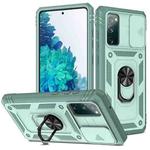 For Samsung Galaxy S20 FE Sliding Camera Cover Design TPU + PC Protective Case with 360 Degree Rotating Holder & Card Slot(Grey Green+Grey Green)