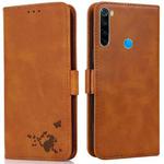 For Xiaomi Redmi Note 8 2021 Embossed Cat Butterflies Pattern Horizontal Flip Leather Case with Card Slot & Holder & Wallet(Orange)