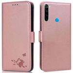 For Xiaomi Redmi Note 8 2021 Embossed Cat Butterflies Pattern Horizontal Flip Leather Case with Card Slot & Holder & Wallet(Pink)