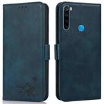 For Xiaomi Redmi Note 8 2021 Embossed Cat Butterflies Pattern Horizontal Flip Leather Case with Card Slot & Holder & Wallet(Blue)