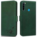 For Xiaomi Redmi Note 8 2021 Embossed Cat Butterflies Pattern Horizontal Flip Leather Case with Card Slot & Holder & Wallet(Green)
