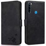 For Xiaomi Redmi Note 8 2021 Embossed Cat Butterflies Pattern Horizontal Flip Leather Case with Card Slot & Holder & Wallet(Black)