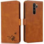 For Xiaomi Redmi Note 8 Pro Embossed Cat Butterflies Pattern Horizontal Flip Leather Case with Card Slot & Holder & Wallet(Orange)