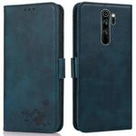 For Xiaomi Redmi Note 8 Pro Embossed Cat Butterflies Pattern Horizontal Flip Leather Case with Card Slot & Holder & Wallet(Blue)