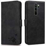 For Xiaomi Redmi Note 8 Pro Embossed Cat Butterflies Pattern Horizontal Flip Leather Case with Card Slot & Holder & Wallet(Black)