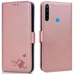 For Xiaomi Redmi Note 8T Embossed Cat Butterflies Pattern Horizontal Flip Leather Case with Card Slot & Holder & Wallet(Pink)