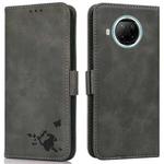 For Xiaomi Redmi Note 9 Pro 5G Embossed Cat Butterflies Pattern Horizontal Flip Leather Case with Card Slot & Holder & Wallet(Grey)