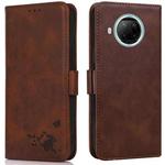 For Xiaomi Redmi Note 9 Pro 5G Embossed Cat Butterflies Pattern Horizontal Flip Leather Case with Card Slot & Holder & Wallet(Brown)