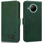 For Xiaomi Redmi Note 9 Pro 5G Embossed Cat Butterflies Pattern Horizontal Flip Leather Case with Card Slot & Holder & Wallet(Green)