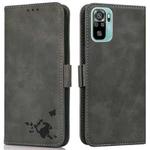 For Xiaomi Redmi Note 10 4G / 10s Embossed Cat Butterflies Pattern Horizontal Flip Leather Case with Card Slot & Holder & Wallet(Grey)