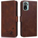 For Xiaomi Redmi Note 10 4G / 10s Embossed Cat Butterflies Pattern Horizontal Flip Leather Case with Card Slot & Holder & Wallet(Brown)