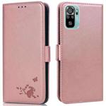 For Xiaomi Redmi Note 10 4G / 10s Embossed Cat Butterflies Pattern Horizontal Flip Leather Case with Card Slot & Holder & Wallet(Pink)