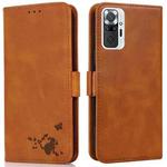 For Xiaomi Redmi Note 10 Pro Max Embossed Cat Butterflies Pattern Horizontal Flip Leather Case with Card Slot & Holder & Wallet(Orange)