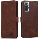 For Xiaomi Redmi Note 10 Pro Max Embossed Cat Butterflies Pattern Horizontal Flip Leather Case with Card Slot & Holder & Wallet(Brown)