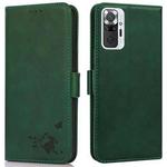 For Xiaomi Redmi Note 10 Pro Max Embossed Cat Butterflies Pattern Horizontal Flip Leather Case with Card Slot & Holder & Wallet(Green)