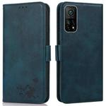 For Xiaomi Mi 10T 5G / 10T Pro 5G Embossed Cat Butterflies Pattern Horizontal Flip Leather Case with Card Slot & Holder & Wallet(Blue)
