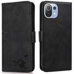For Xiaomi Mi 11 Lite Embossed Cat Butterflies Pattern Horizontal Flip Leather Case with Card Slot & Holder & Wallet(Black)