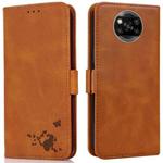 For Xiaomi Poco X3 NFC / X3 Embossed Cat Butterflies Pattern Horizontal Flip Leather Case with Card Slot & Holder & Wallet(Orange)