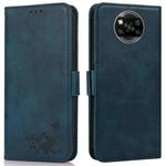 For Xiaomi Poco X3 NFC / X3 Embossed Cat Butterflies Pattern Horizontal Flip Leather Case with Card Slot & Holder & Wallet(Blue)