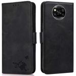 For Xiaomi Poco X3 NFC / X3 Embossed Cat Butterflies Pattern Horizontal Flip Leather Case with Card Slot & Holder & Wallet(Black)