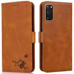 For Samsung Galaxy S20 Embossed Cat Butterflies Pattern Horizontal Flip Leather Case with Card Slot & Holder & Wallet(Orange)
