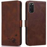 For Samsung Galaxy S20 Embossed Cat Butterflies Pattern Horizontal Flip Leather Case with Card Slot & Holder & Wallet(Brown)