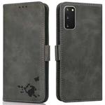 For Samsung Galaxy S20+ Embossed Cat Butterflies Pattern Horizontal Flip Leather Case with Card Slot & Holder & Wallet(Grey)