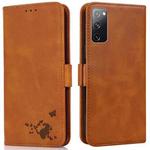 For Samsung Galaxy S20 FE Embossed Cat Butterflies Pattern Horizontal Flip Leather Case with Card Slot & Holder & Wallet(Orange)