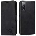 For Samsung Galaxy S20 FE Embossed Cat Butterflies Pattern Horizontal Flip Leather Case with Card Slot & Holder & Wallet(Black)