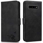 For Samsung Galaxy S10+ Embossed Cat Butterflies Pattern Horizontal Flip Leather Case with Card Slot & Holder & Wallet(Black)