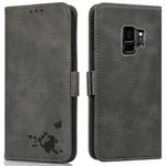 For Samsung Galaxy S9 Embossed Cat Butterflies Pattern Horizontal Flip Leather Case with Card Slot & Holder & Wallet(Grey)