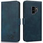 For Samsung Galaxy S9 Embossed Cat Butterflies Pattern Horizontal Flip Leather Case with Card Slot & Holder & Wallet(Blue)