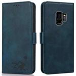 For Samsung Galaxy S9+ Embossed Cat Butterflies Pattern Horizontal Flip Leather Case with Card Slot & Holder & Wallet(Blue)