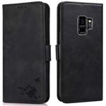 For Samsung Galaxy S9+ Embossed Cat Butterflies Pattern Horizontal Flip Leather Case with Card Slot & Holder & Wallet(Black)